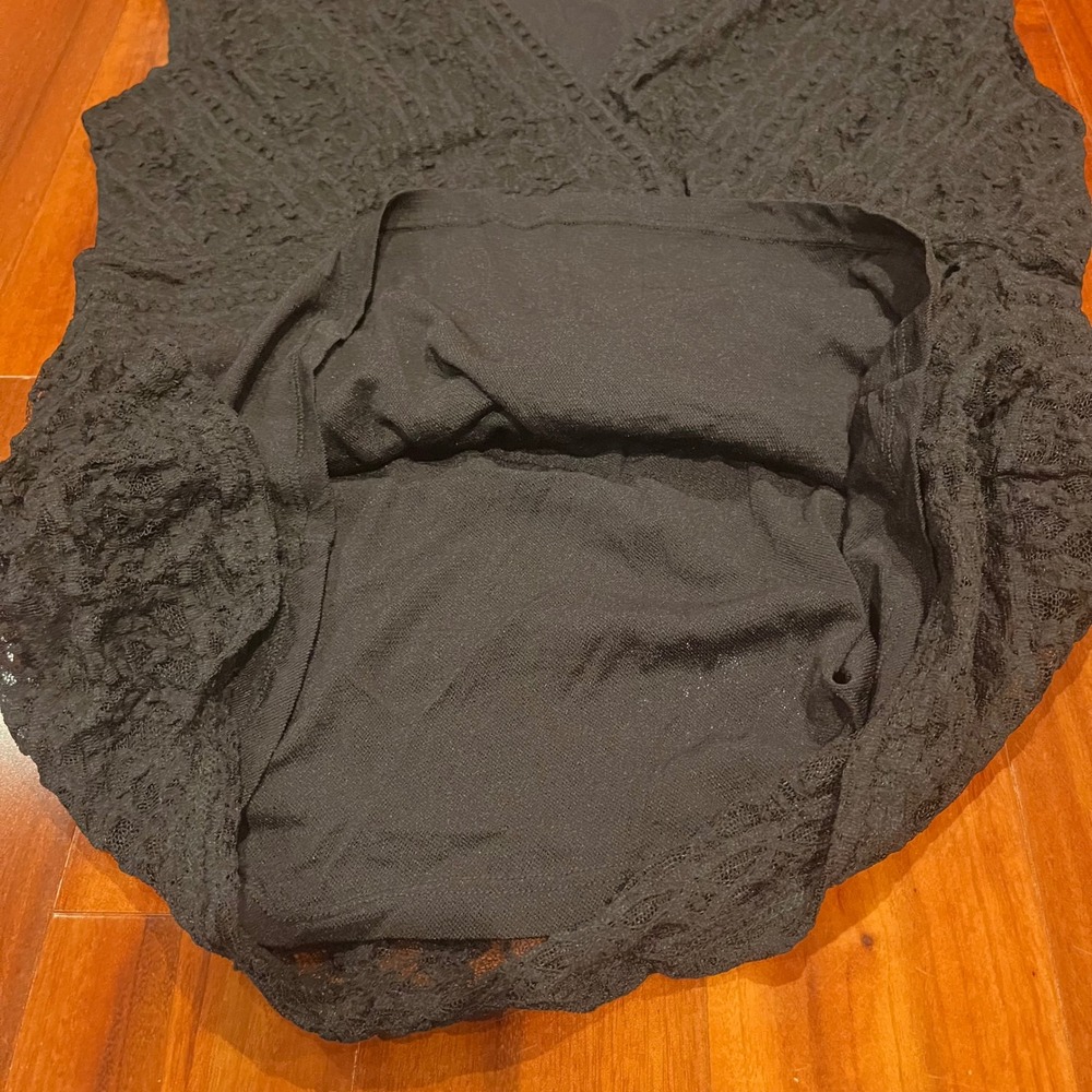 Oscar de la Renta Y2K Top Black‎ Lace V-Neck Sleeveless Cap Sleeve Size Medium - Picture 8 of 8